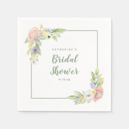 Brautparty Aquarellblütenpapier Serviette