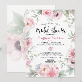 Brautparty Aquarellfarbe Rosen Blume Einladung