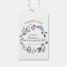 Brautparty Aquarellfarben Rosa und Blau Blumen Geschenkanhänger