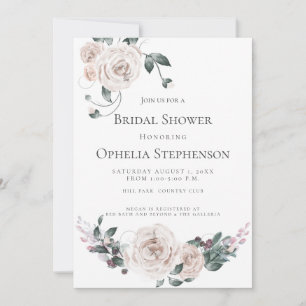Brautparty   Aquarellfarbene Rose Ankündigung