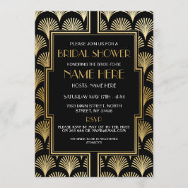 Brautparty Art Deco Black and Gold Party der 1920e Einladung