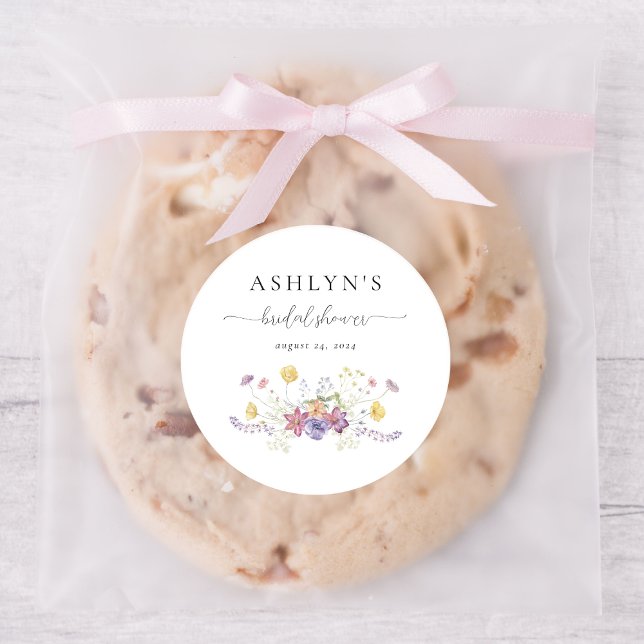 Brautparty-Aufkleber für Wasserfarben-Wildblume Runder Aufkleber (Von Creator hochgeladen)