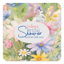 Brautparty-Aufkleber für Wasserfarben-Wildblumen