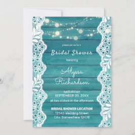 Brautparty aus blauem Holz Einladung