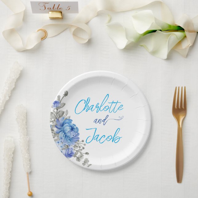 Brautparty aus handgemalten Wasserfarben Pappteller (Hochzeit)