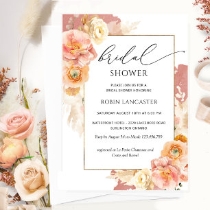 Brautparty aus Rost und Orange/Pfirsichfarben /Bru Einladung