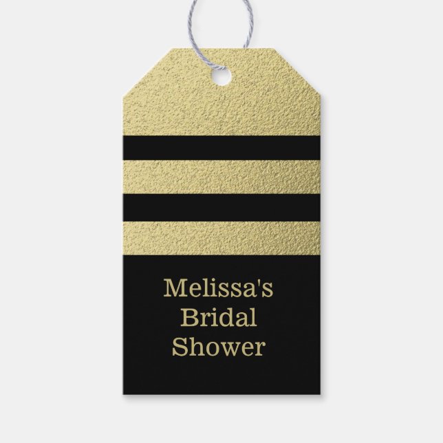 Brautparty aus schwarzem und goldenen Streifen Geschenkanhänger (Vorderseite)