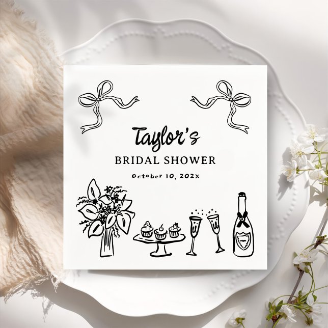 Brautparty aus schwarzem Weiß Serviette (Von Creator hochgeladen)