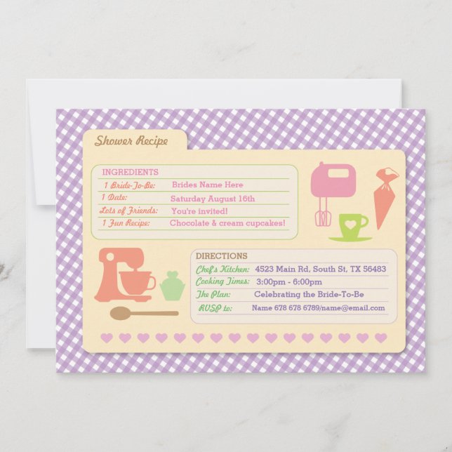 Brautparty-Backen-Rezept-Karte backen Party Einladung (Vorderseite)