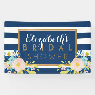 Brautparty-Banner mit marinem Streifen- und Blumen Banner