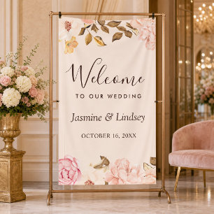Brautparty-Banner mit rosa-goldenen Blumen Banner