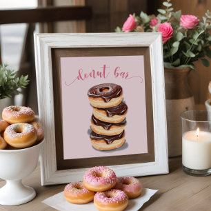 Brautparty-Bar-Schild mit rosa Donuts Poster