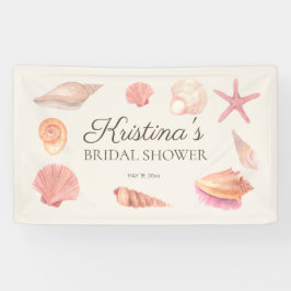 Brautparty Beach Party Pink Seashells Banner