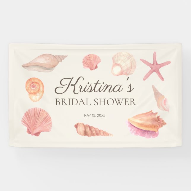 Brautparty Beach Party Pink Seashells Banner (Horizontal)