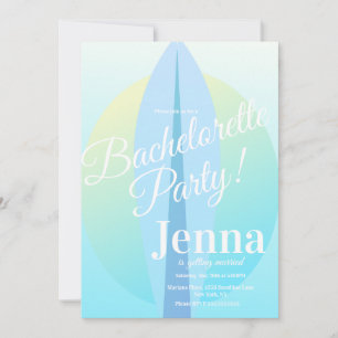 Brautparty Beach Surfing Sun Blue Einladung