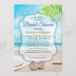 Brautparty Beach Wedding Hat Palm Leaf Seashell Einladung