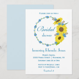 Brautparty Beauty Sonnenblume Blau und Weiß Einladung