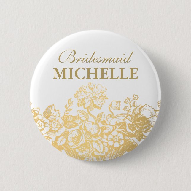 Brautparty-Bevorzugungs-Blumenkorb-Gold Button (Vorderseite)
