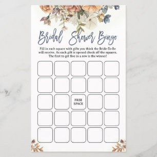 Brautparty Bingo Bridal Tea Dusty Blue Flyer