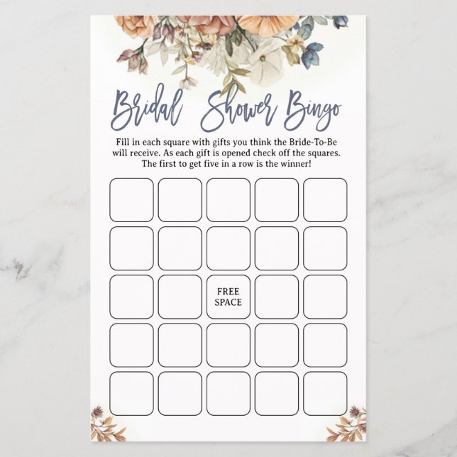 Brautparty Bingo Bridal Tea Dusty Blue Flyer (Vorne)