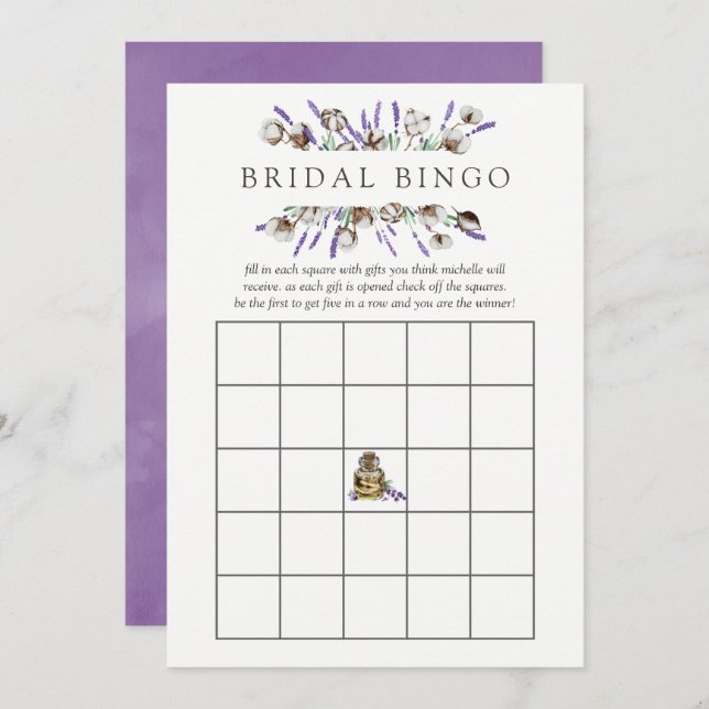 Brautparty Bingo Einladung (Vorne/Hinten)