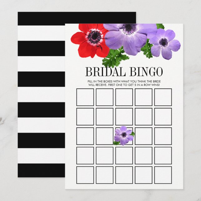 Brautparty Bingo Game Card Einladung (Vorne/Hinten)
