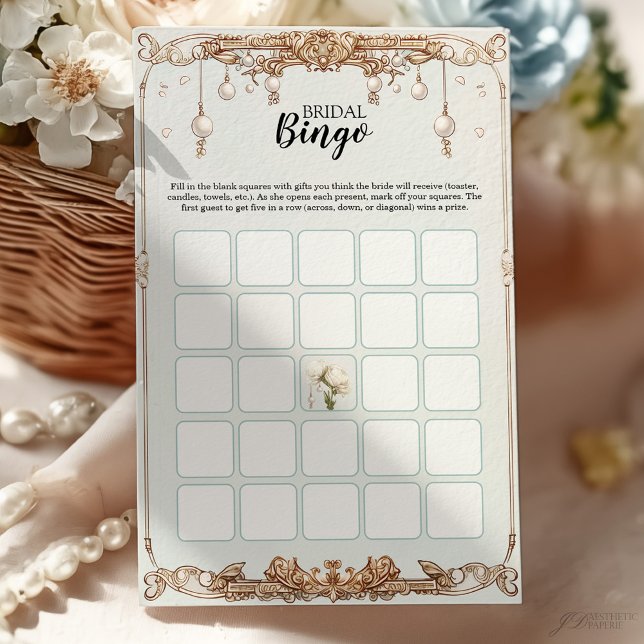 Brautparty Bingo Game Card Perlen Prosecco (Von Creator hochgeladen)