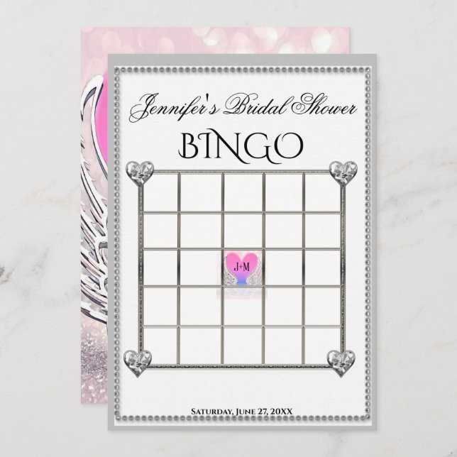 Brautparty Bingo Game Template Einladung (Vorne/Hinten)