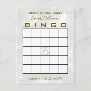 Brautparty-Bingo-Monogramm-Herz Einladungspostkarte