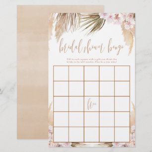 Brautparty Bingo Pampas Gras Boho Thema