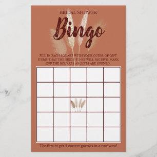 Brautparty Bingo Pampas Grass Game Card Flyer