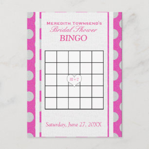 Brautparty Bingo   Rosa und Silber Einladungspostkarte