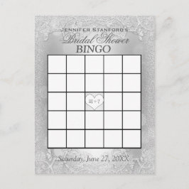Brautparty Bingo | Silver Elegance Einladungspostkarte
