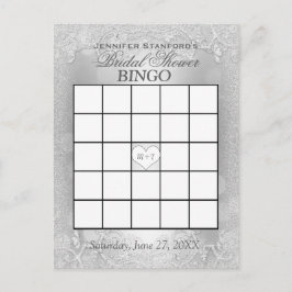 Brautparty Bingo | Silver Elegance Einladungspostkarte