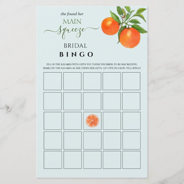 Brautparty-Bingo-Spiel (Vorderseite)