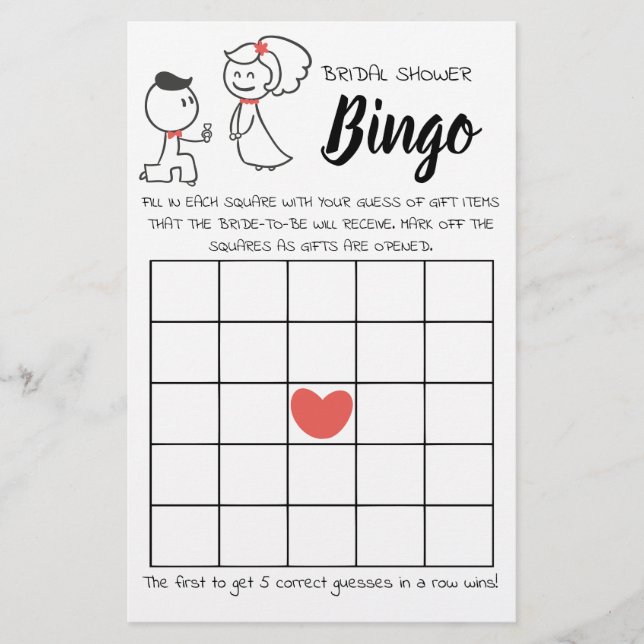 Brautparty Bingo Wedding Couple Game Card Flyer (Vorne)