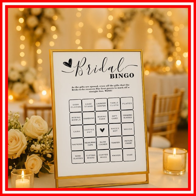 Brautparty Bingo Wedding Elegante Kalligraphie (Von Creator hochgeladen)