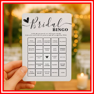 Brautparty Bingo Wedding Elegante Kalligraphie Einladung