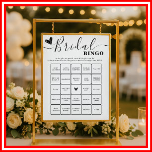 Brautparty Bingo Wedding Elegante Kalligraphie Poster