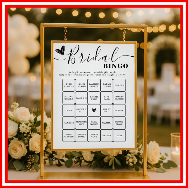 Brautparty Bingo Wedding Elegante Kalligraphie Poster (Von Creator hochgeladen)