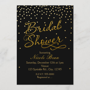 BRAUTPARTY Black Gold Foil Confetti Einladung