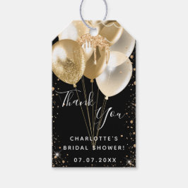 Brautparty Black Gold Glitzer Ballon Danke Geschenkanhänger