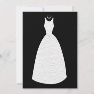 Brautparty Black & White Vintage Hochzeitskleid Einladung