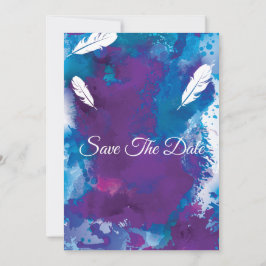 Brautparty, Blau und Federn Einladung