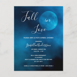 Brautparty blauer Mond fällt in Liebe Einladung Postkarte