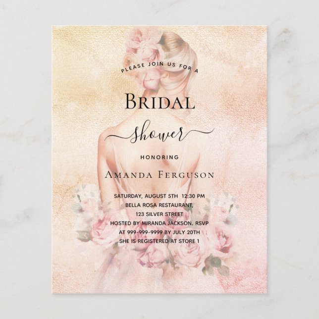 Brautparty-Blonde-Braut-Rose Einladung Flyer (Vorne)