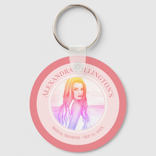 Brautparty Blonde Hair Girl auf dem Beach Circle Schlüsselanhänger (Vorderseite)