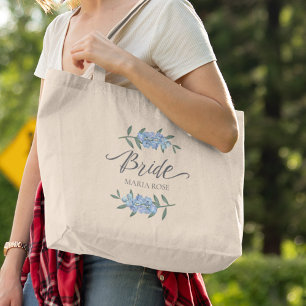 Brautparty Blue Floral Bridge Personalisiert Jumbo Stoffbeutel