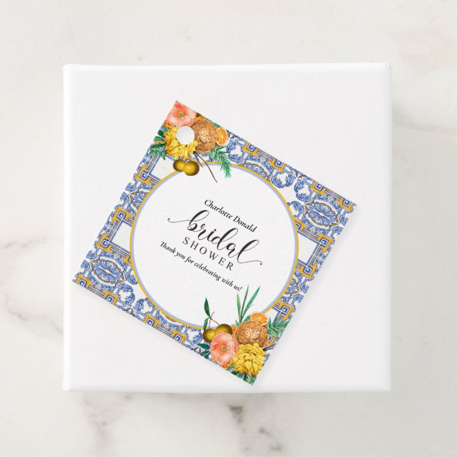 Brautparty Blue Tiles Geschenkanhänger (Beispiel)