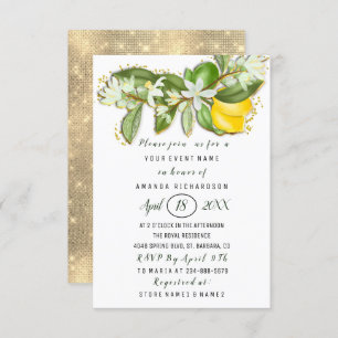 Brautparty Blume Brunch Lemon Grün Einladung